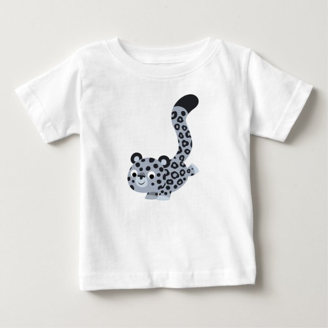 Cute Landing Cartoon Snow Leopard Baby T-Shirt (Front)