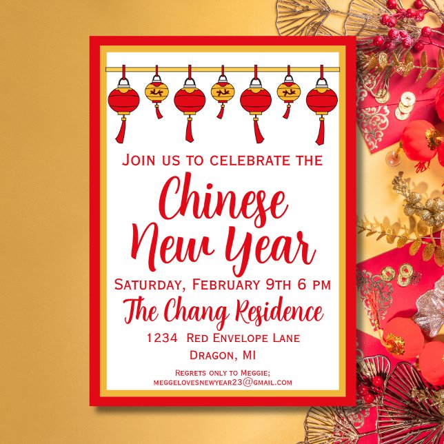 Cute Lantern Chinese New Year Invitation (Creator Uploaded)