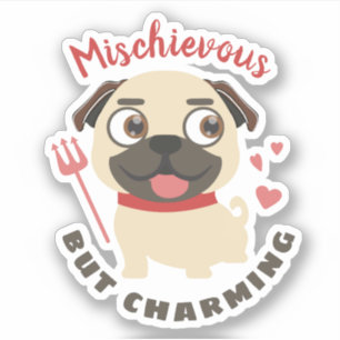 Cute lap dog pug mischievous charming personalized sticker