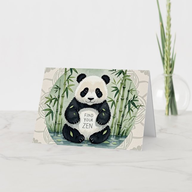 Cute Large Chubby panda sitting in a lotus pose  Foil Greeting Card (Front)