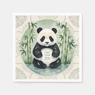 Cute Large Chubby panda sitting in a lotus pose  Napkins