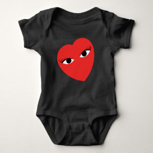 Cute Large Red Heart with Eyes Baby bodysuit