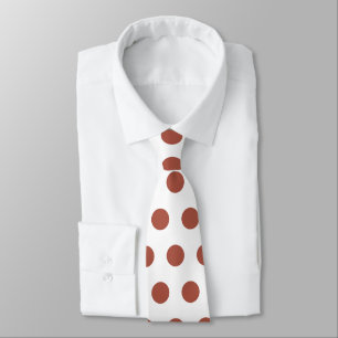 Cute large terracotta polka dots on white neck tie