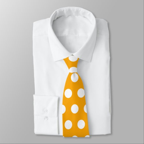 Cute large yellow and white polka dots neck tie