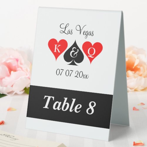 Cute Las Vegas wedding table number tent signs