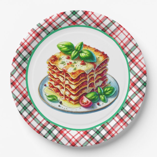 Cute Lasagna lovers dinner Paper Plates (Front)