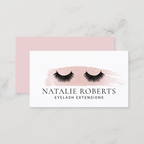 Cute Lashes Makeup Artist Blush Pink Brushstroke Business Card