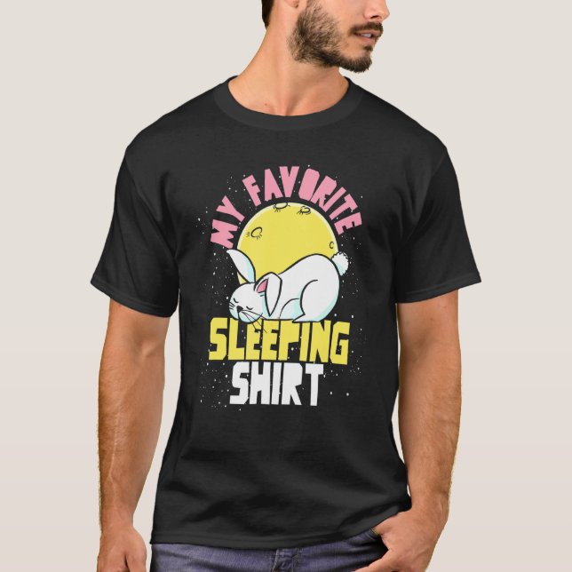 Cute Late Riser Animal Bunny Lazy Night Sleeping R T-Shirt (Front)