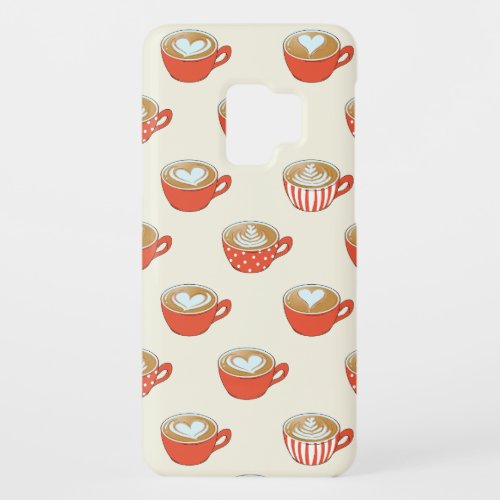 Cute Latte Art in Red Coffee Mugs Pattern Case_Mate Samsung Galaxy S9 Case