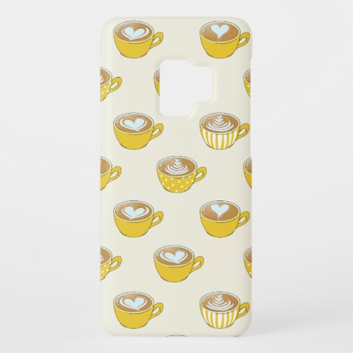 Cute Latte Art in Yellow Coffee Mugs Pattern Case_Mate Samsung Galaxy S9 Case