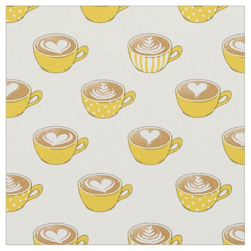 Cute Latte Art in Yellow Coffee Mugs Pattern
