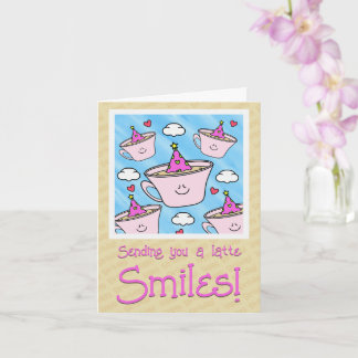 Cute Latte Smiles Coffee Lover Happy Birthday Card