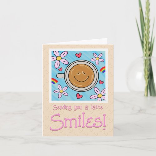 Cute Latte Smiles Thinking Of You Card