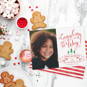 Cute Laughing All The Way Photo Holiday Card