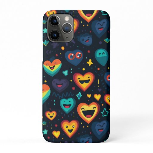 Cute laughing and smiling little hearts positive  iPhone 11 pro case