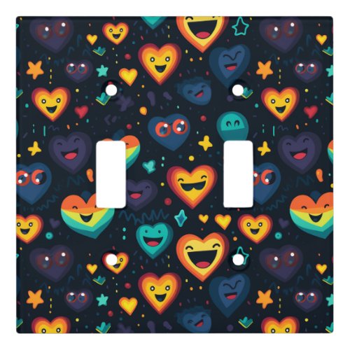 Cute laughing and smiling little hearts positive  light switch cover