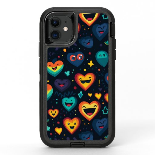 Cute laughing and smiling little hearts positive  OtterBox defender iPhone 11 case