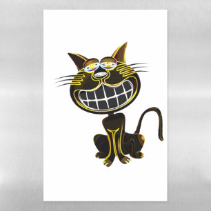 CUTE LAUGHING BLACK AND BRIGHT YELLOW CAT MAGNETIC DRY ERASE SHEET