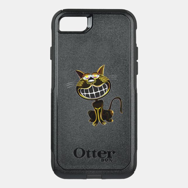 CUTE LAUGHING BLACK AND BRIGHT YELLOW CAT OTTERBOX iPhone CASE (Back)
