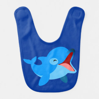 Cute Laughing Cartoon Dolphin Baby Bib