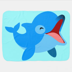 Cute Laughing Cartoon Dolphin Baby Blanket