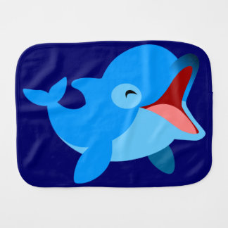 Cute Laughing Cartoon Dolphin Burp Cloth
