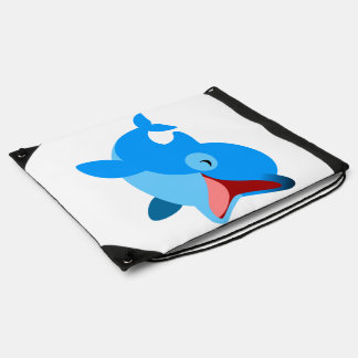 Cute Laughing Cartoon Dolphin Drawstring Backpack