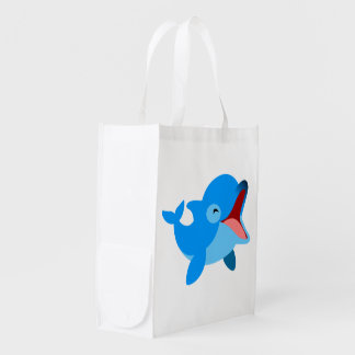 Cute Laughing Cartoon Dolphin Reusable Bag