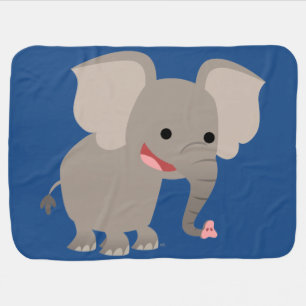 Cute Laughing Cartoon Elephant Baby Blanket