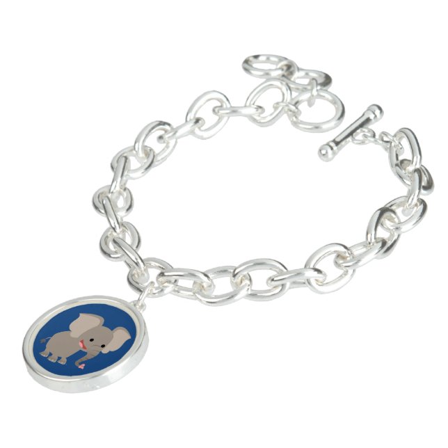 Cute Laughing Cartoon Elephant Charm Bracelet (Side)