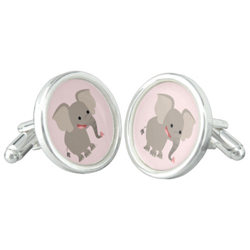 Cute Laughing Cartoon Elephant Cufflinks