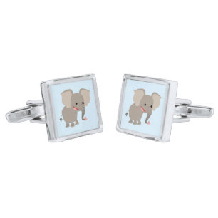 Cute Laughing Cartoon Elephant Cufflinks