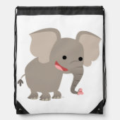 Cute Laughing Cartoon Elephant Drawstring Backpack (Front)