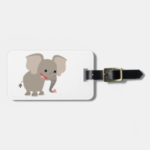 Cute Laughing Cartoon Elephant Luggage Tag