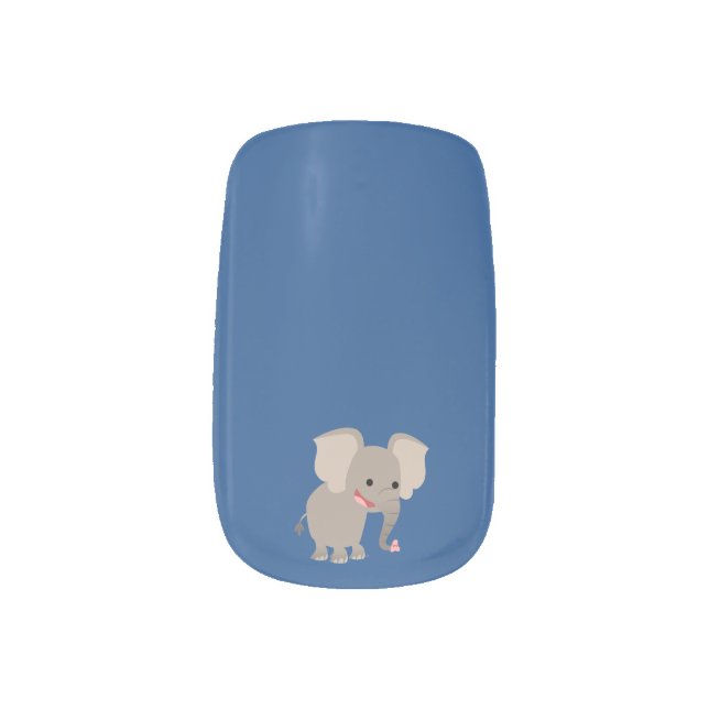 Cute Laughing Cartoon Elephant Nail Art (Left Thumb)