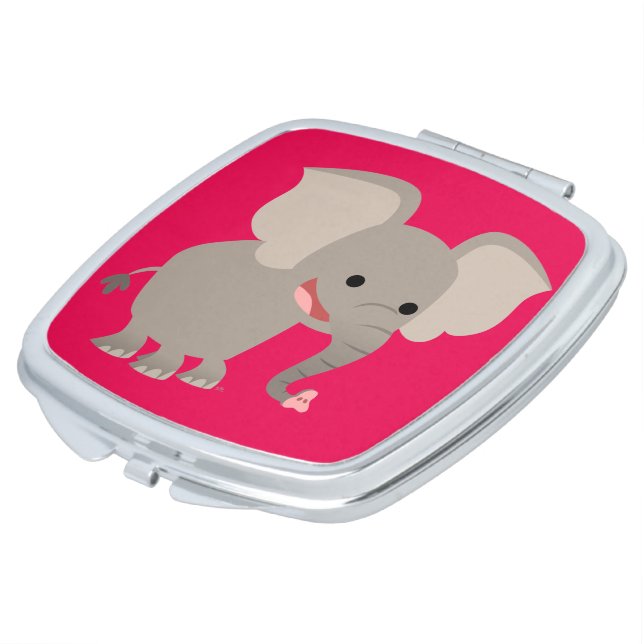 Cute Laughing Cartoon Elephant Pocket Mirror (Turned)