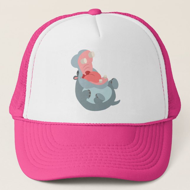 Cute Laughing Cartoon Hippo Hat (Front)