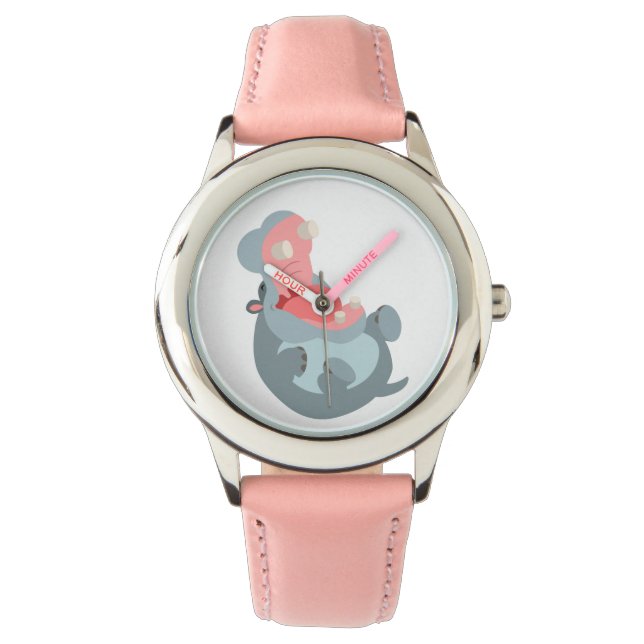 Cute Laughing Cartoon Hippo Watch (Front)
