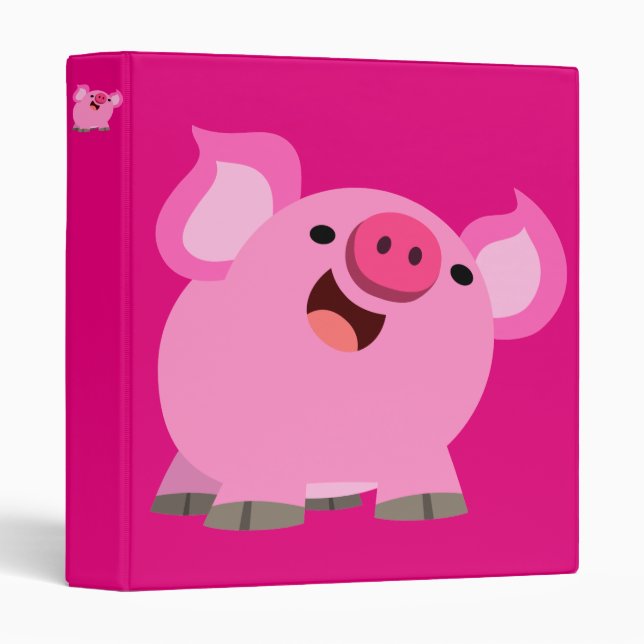 Cute Laughing Cartoon Pig Binder (Front/Spine)