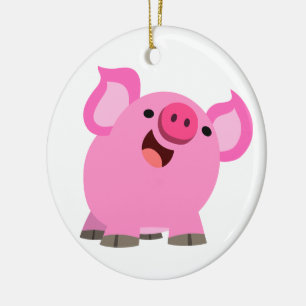 Cute Laughing Cartoon Pig Ceramic Ornament