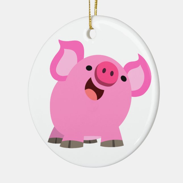Cute Laughing Cartoon Pig Ceramic Ornament (Left)