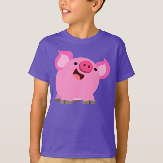 Cute Laughing Cartoon Pig Children T-Shirt (Front)