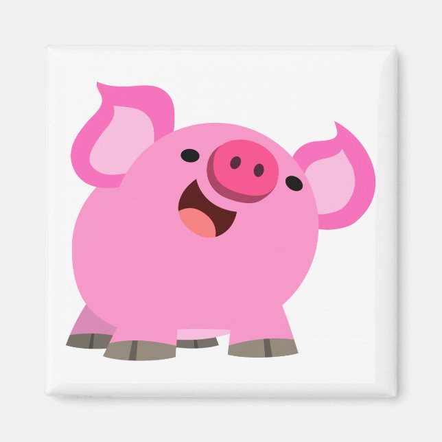 Cute Laughing Cartoon Pig Magnet (Front)