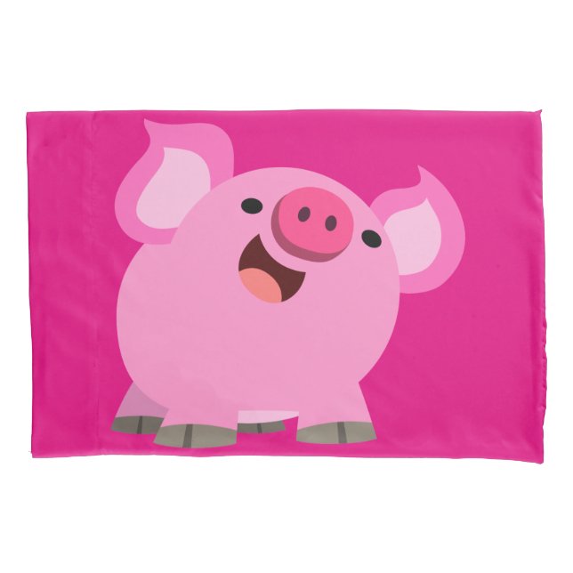Cute Laughing Cartoon Pig Pillow Case (Front)