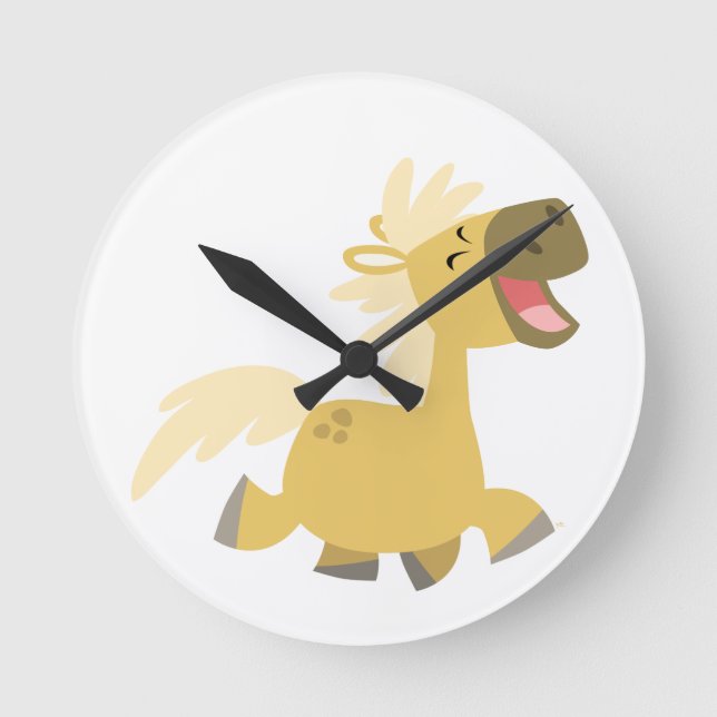 Cute Laughing Cartoon Pony Wall Clock (Front)