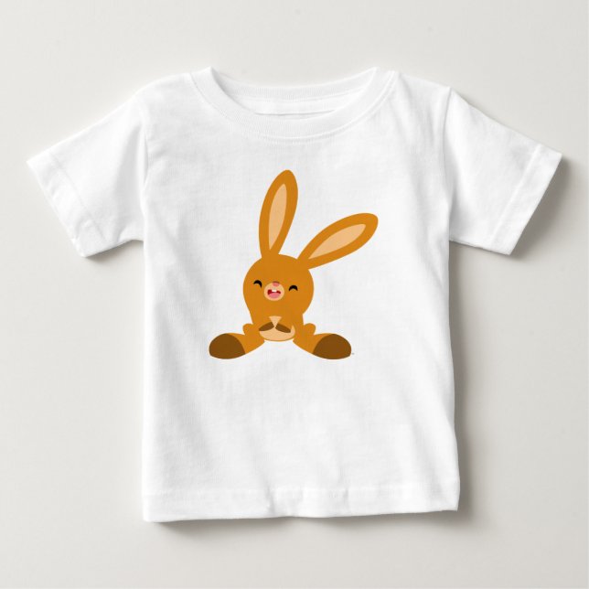 Cute Laughing Cartoon Rabbit Baby T-Shirt (Front)