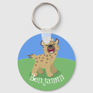 Cute laughing hyena cartoon illustration keychain