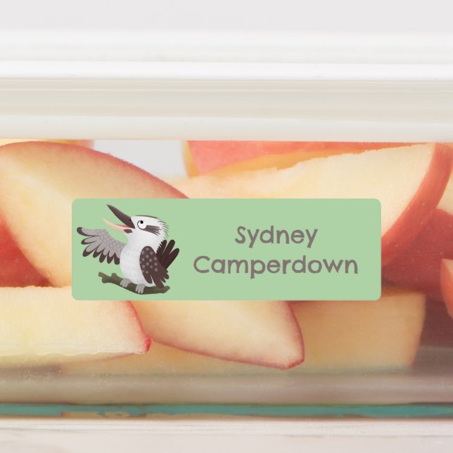 Cute laughing kookaburra cartoon personalized  labels (Affixed)