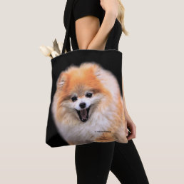 Cute Laughing Pomeranian Dog Tote Bag