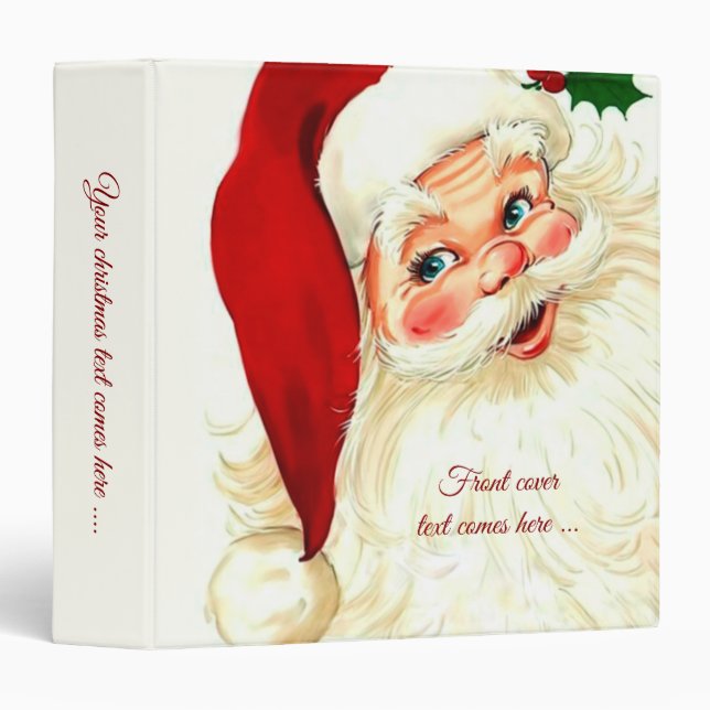 Cute laughing vintage santa 3 ring binder (Front/Spine)